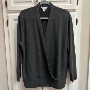 Athleta Purana V-Neck Wrap Sweatshirt in Dark Gray Tencel & Modal Size Large